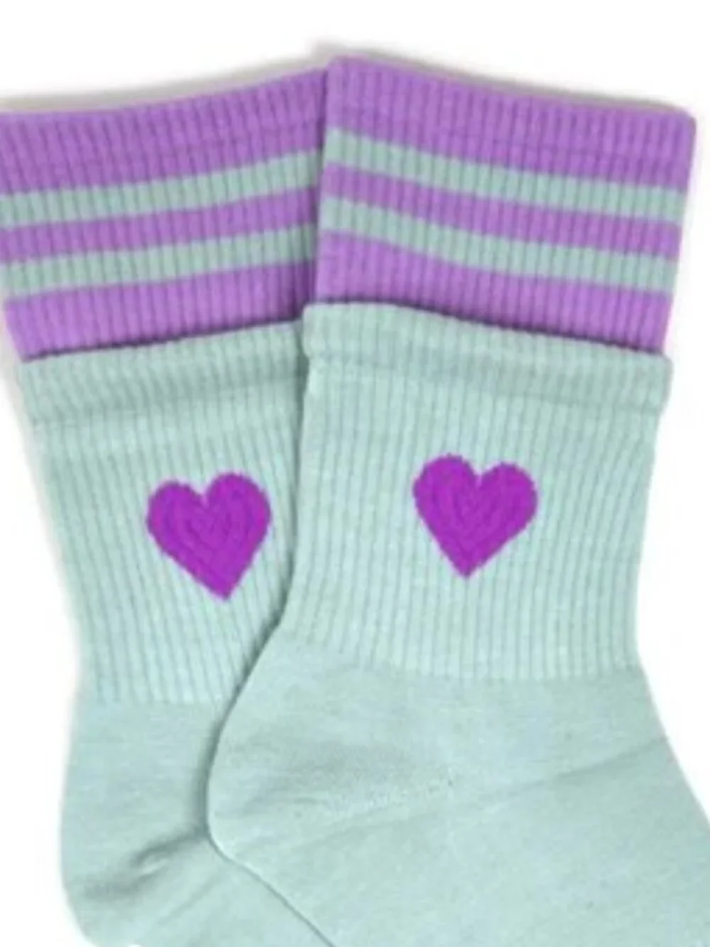 NWT Heart Cuff Sock-in-a-Sock Striped Layered Blue Socks